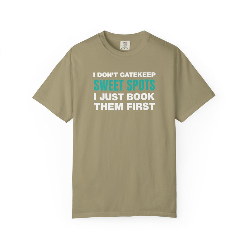Load image into Gallery viewer, Gatekeep Travel Sweet Spots Credit Card Points Miles Teal T-shirt