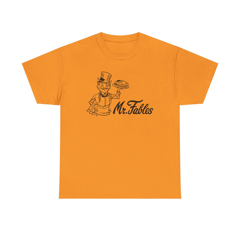 Load image into Gallery viewer, Mr. Fables T-Shirt - Fast Food Restaurant Industry Defunct Logo Tee
