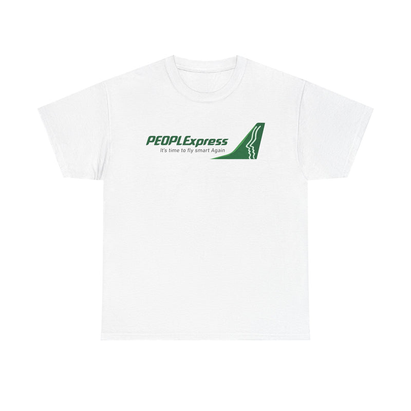 Load image into Gallery viewer, PEOPLExpress Green Tail Logo Time To Fly Smart Again Airline T-shirt