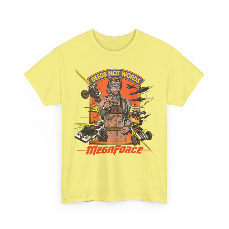 Load image into Gallery viewer, Megaforce Deeds Not Words 1982 Movie T-shirt