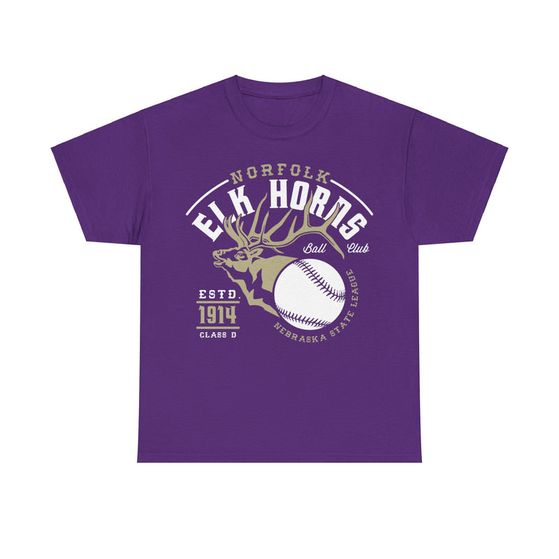 Load image into Gallery viewer, Norfolk Elk Horns Est 1914 Nebraska Baseball T-shirt