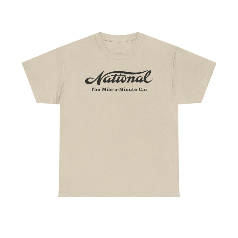 Load image into Gallery viewer, National The Mile-a-Minute Car Vintage Script Logo T-shirt
