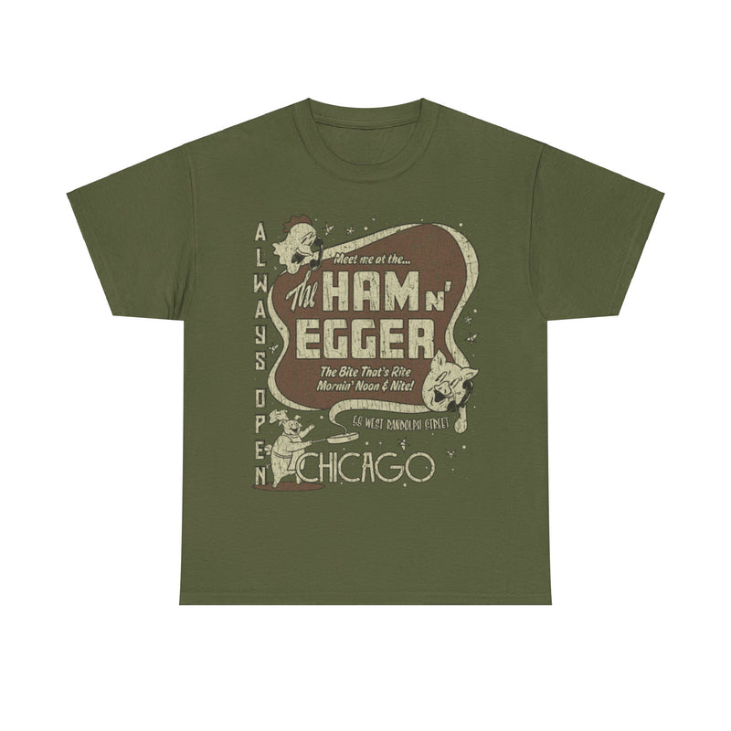 Load image into Gallery viewer, Ham n Egger Chicago 1943 Restaurant Distressed Print T-shirt