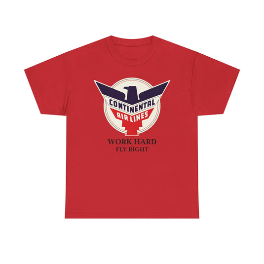 Continental Airlines Red White Blue Eagle Work Hard Fly Right T-shirt