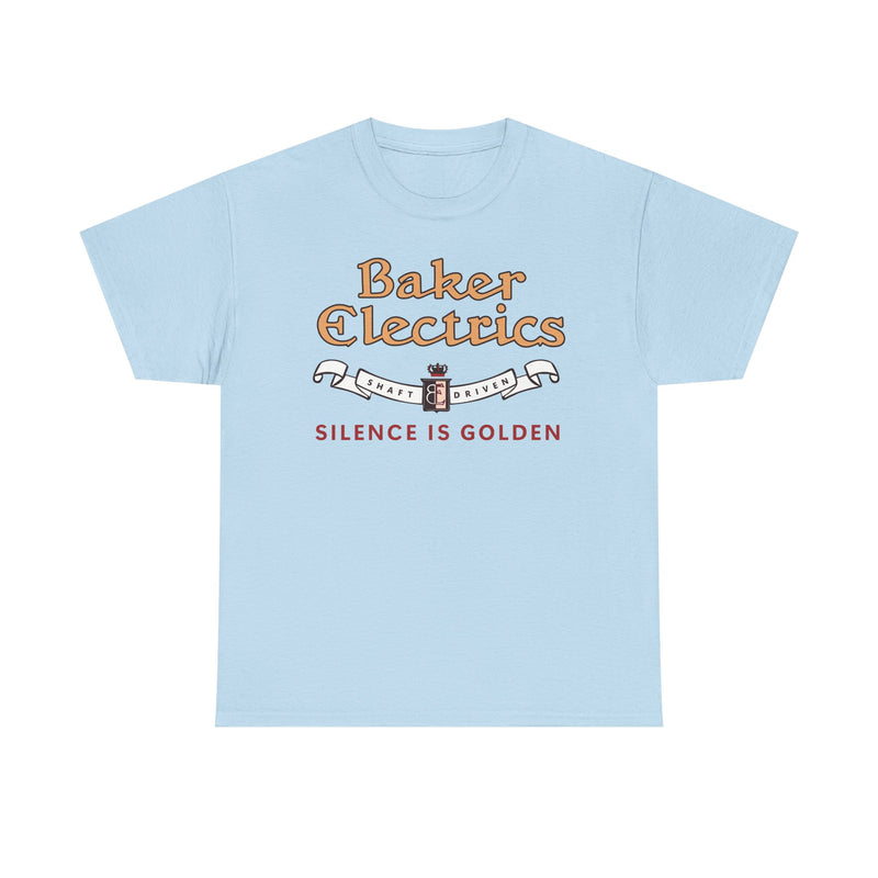 Load image into Gallery viewer, Baker Electrics Shaft Driven Silence is Golden Antique Car T-shirt