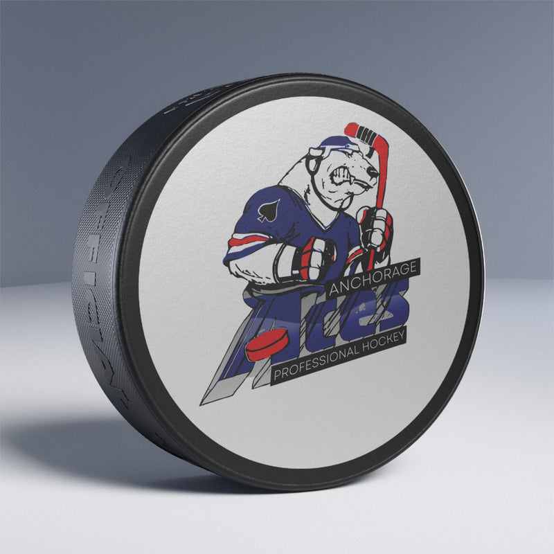 Load image into Gallery viewer, Anchorage Aces Mascot Logo Hockey Puck