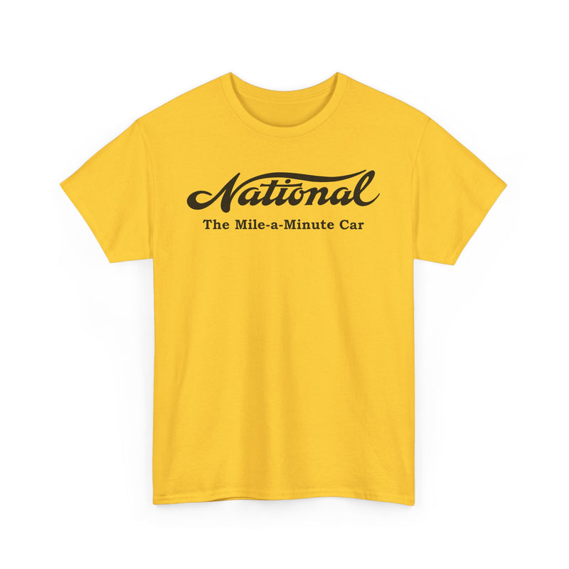 Load image into Gallery viewer, National The Mile-a-Minute Car Vintage Script Logo T-shirt