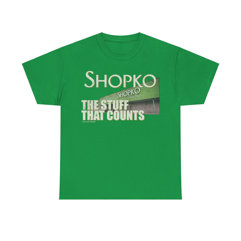 Load image into Gallery viewer, Shopko Retail Store The Stuff That Counts Green Black Nostalgic Logo T-shirt