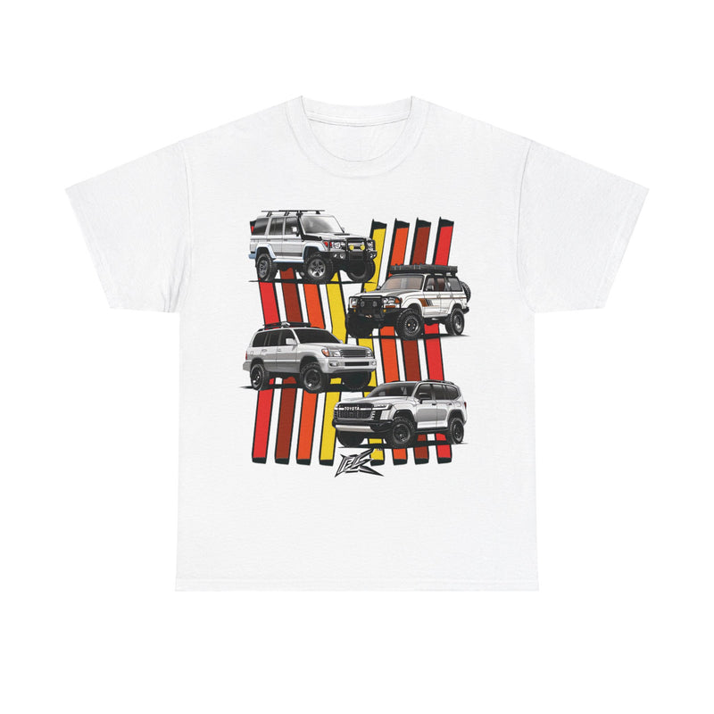 Load image into Gallery viewer, Toyota Land Cruiser Generations Retro TRD Racing Banner Car T-shirt