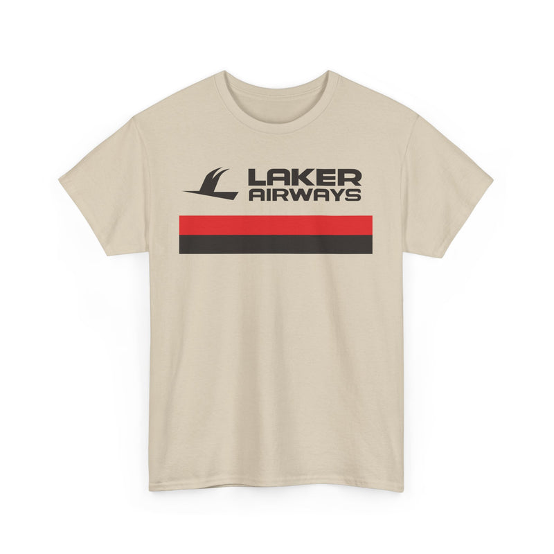 Load image into Gallery viewer, Laker Airways Vintage UK Airline Red Stripe Aviation Memorabilia T-shirt