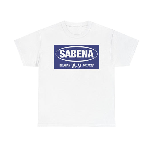 Sabena Belgian World Airlines Blue Oval Logo European Aviation T-shirt