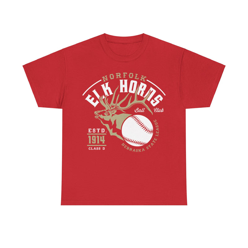 Load image into Gallery viewer, Norfolk Elk Horns Est 1914 Nebraska Baseball T-shirt