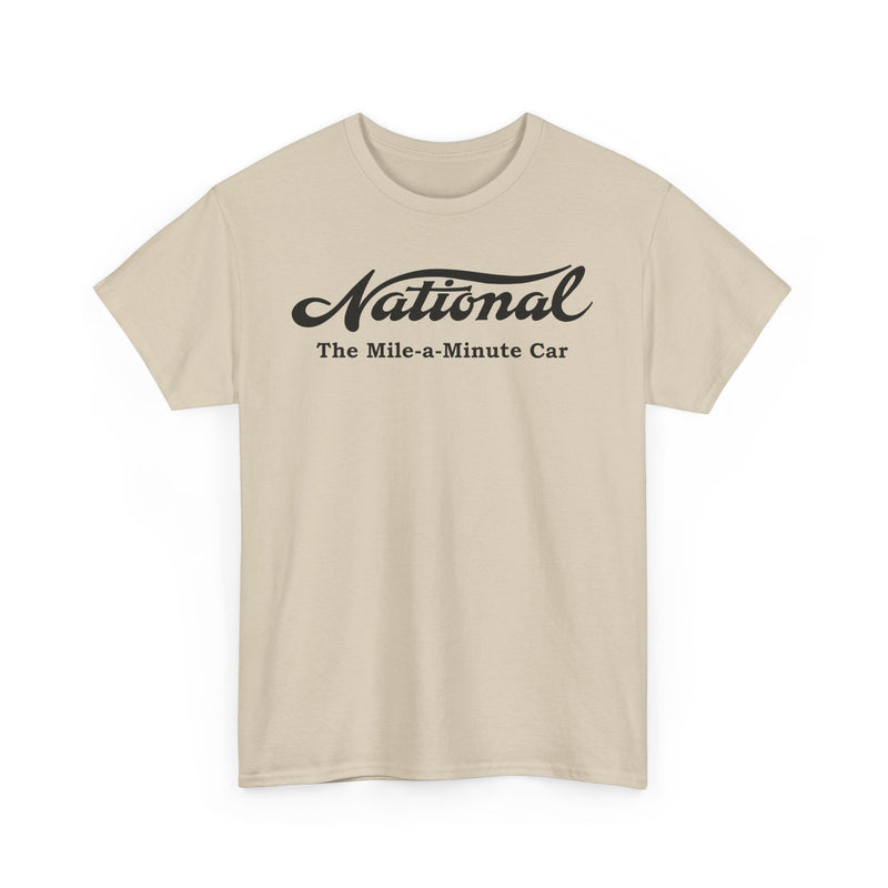 Load image into Gallery viewer, National The Mile-a-Minute Car Vintage Script Logo T-shirt