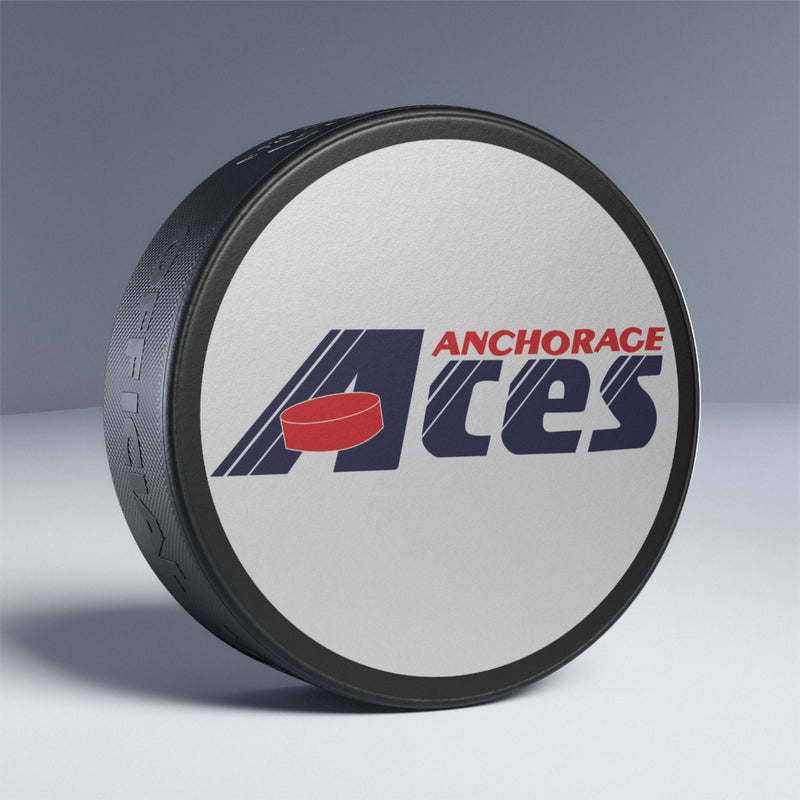 Load image into Gallery viewer, Anchorage Aces Slant Logo PSHL 1989 Nostalgic Retro Hockey Puck