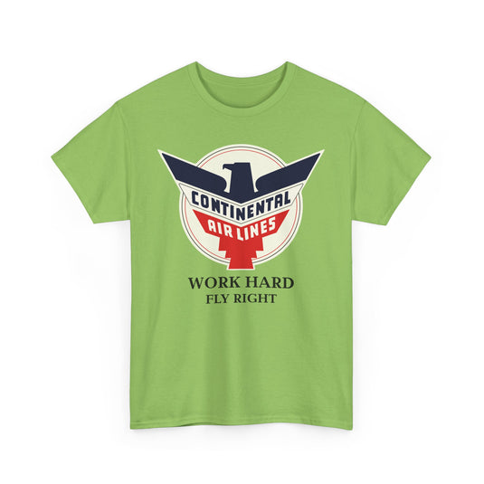 Continental Airlines Red White Blue Eagle Work Hard Fly Right T-shirt