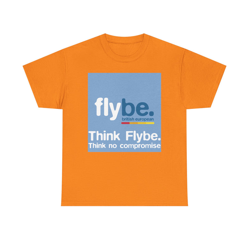 Load image into Gallery viewer, Flybe British European Think No Compromise Regional Airline Logo T-shirt