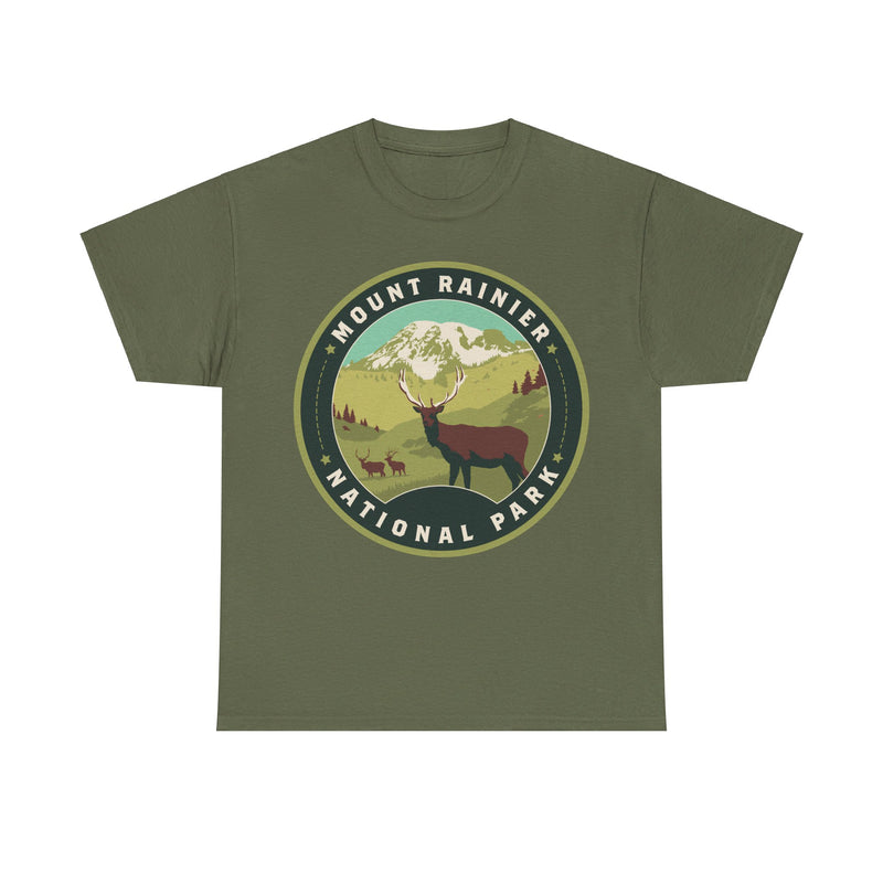 Load image into Gallery viewer, Mount Rainier National Park Washington Round Logo T-shirt