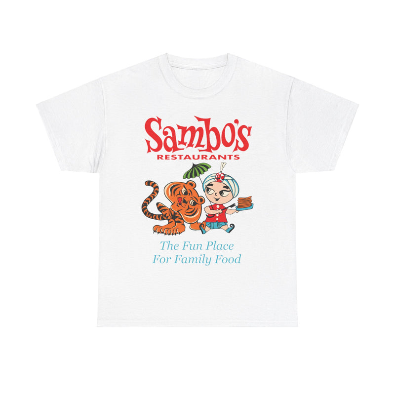 Load image into Gallery viewer, Sambos Fun Place for Family Food California Restaurant T-shirt