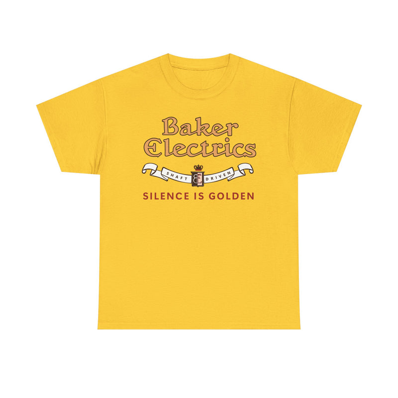 Load image into Gallery viewer, Baker Electrics Shaft Driven Silence is Golden Antique Car T-shirt