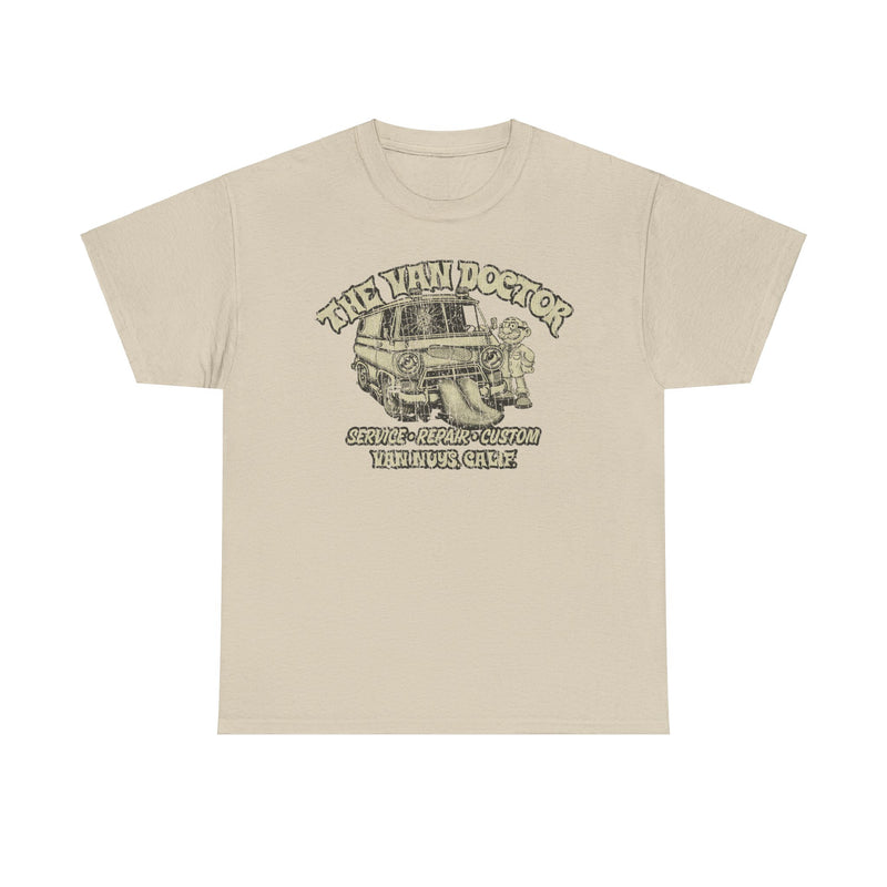 Load image into Gallery viewer, The Van Doctor 1971 Van Nuys California Service Auto Body Car Shop T-shirt