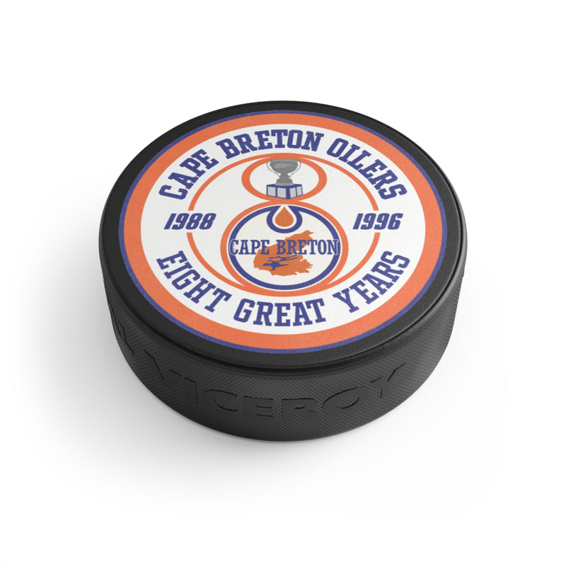 Load image into Gallery viewer, Cape Breton Oilers 8 Great Years Logo Hockey Puck