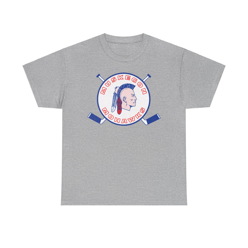 Load image into Gallery viewer, Muskegon Mohawks Logo Nostalgic Hockey T-shirt