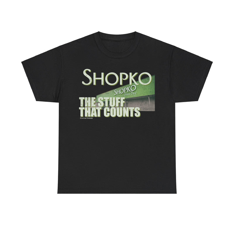 Load image into Gallery viewer, Shopko Retail Store The Stuff That Counts Green Black Nostalgic Logo T-shirt