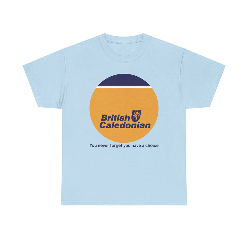 Load image into Gallery viewer, British Caledonian Yellow Circle Never Forget Choice Slogan Airline T-shirt