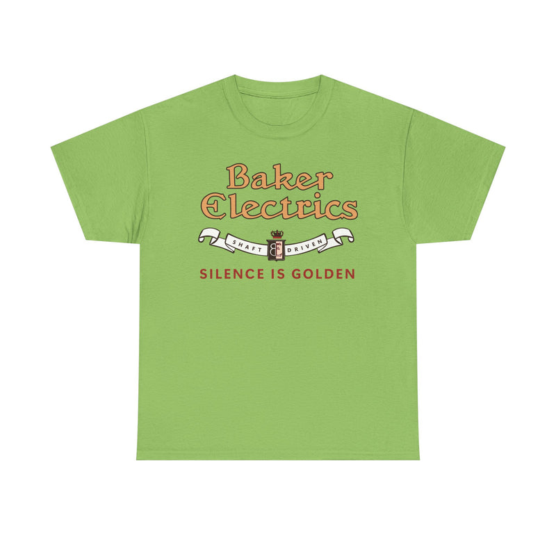Load image into Gallery viewer, Baker Electrics Shaft Driven Silence is Golden Antique Car T-shirt