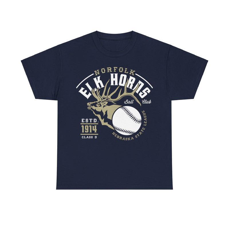 Load image into Gallery viewer, Norfolk Elk Horns Est 1914 Nebraska Baseball T-shirt