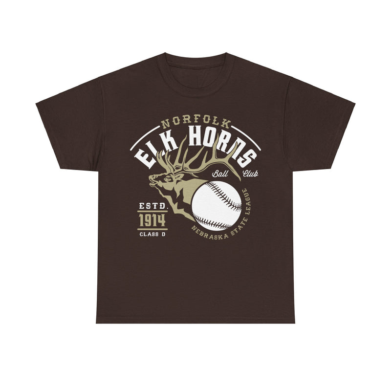Load image into Gallery viewer, Norfolk Elk Horns Est 1914 Nebraska Baseball T-shirt