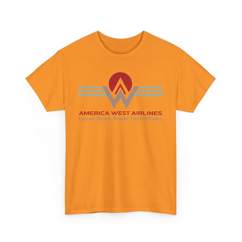 Load image into Gallery viewer, America West Airlines Mountain Sunrise Logo Lower Fares T-shirt
