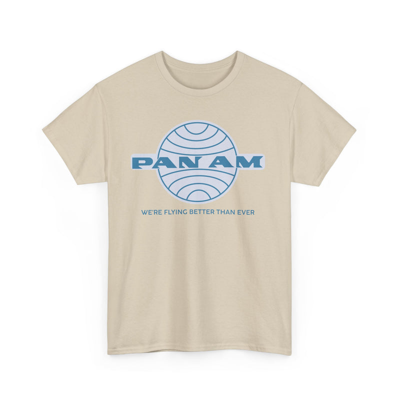 Load image into Gallery viewer, Pan Am Classic Blue Globe Logo Flying Better Than Ever T-shirt