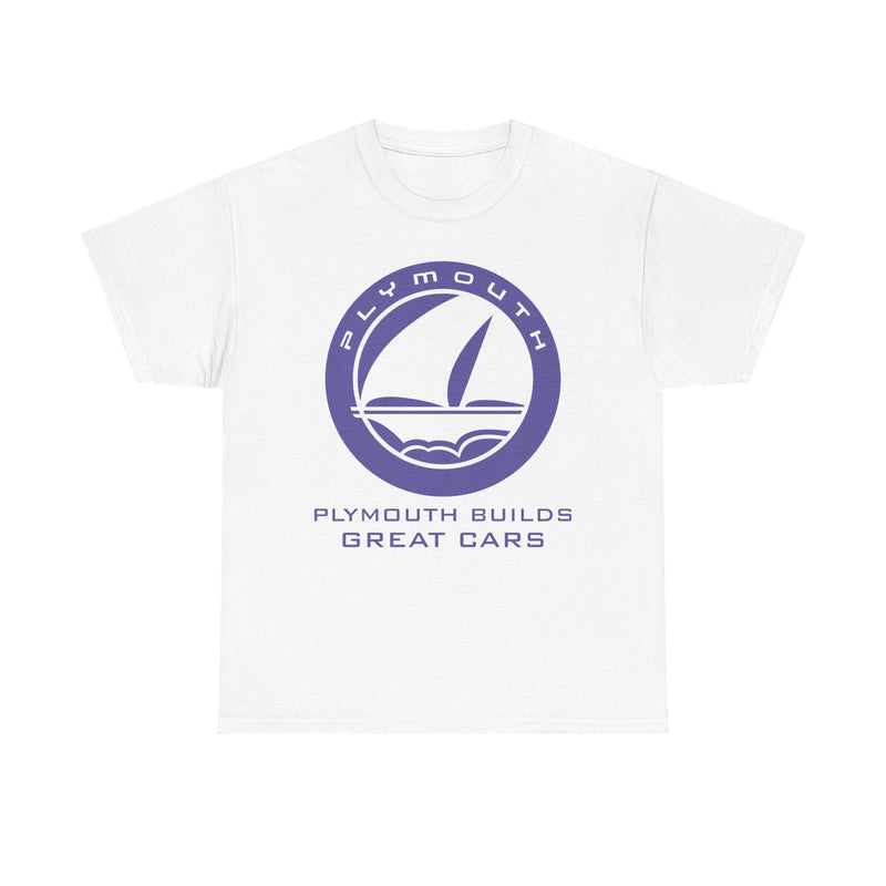 Load image into Gallery viewer, Plymouth Builds Great Cars Sailboat Purple Logo Vintage T-shirt