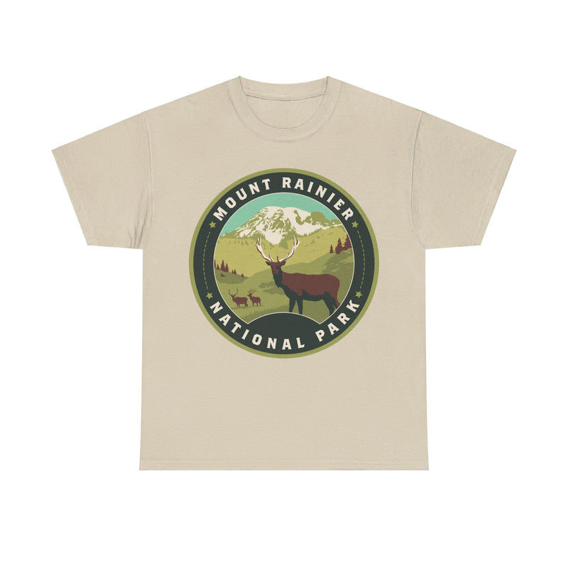 Load image into Gallery viewer, Mount Rainier National Park Washington Round Logo T-shirt