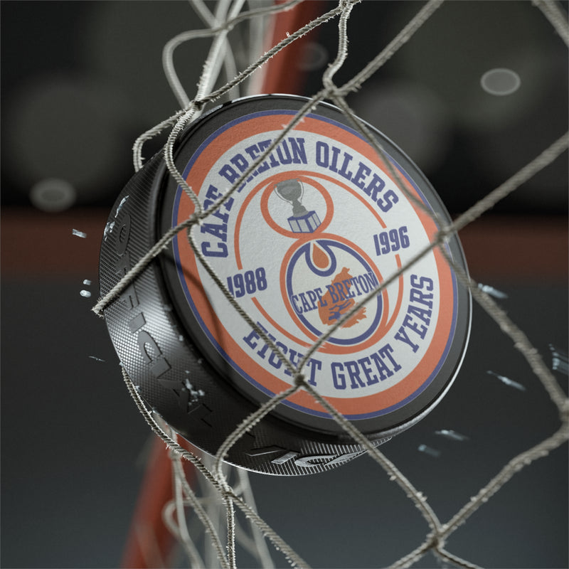 Load image into Gallery viewer, Cape Breton Oilers 8 Great Years Logo Hockey Puck