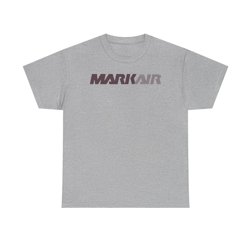 Load image into Gallery viewer, Mark Air Burgundy Striped Logo Alaska Regional Airline Vintage T-shirt