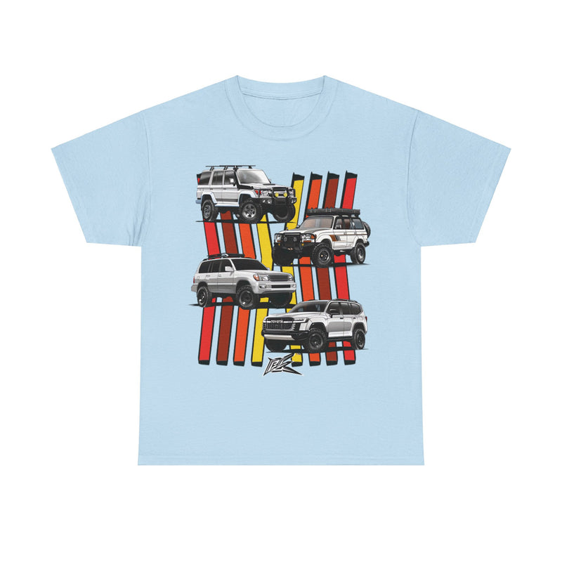 Load image into Gallery viewer, Toyota Land Cruiser Generations Retro TRD Racing Banner Car T-shirt