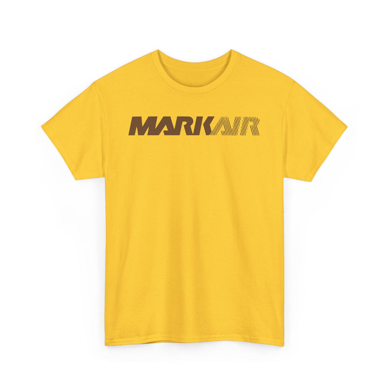 Load image into Gallery viewer, Mark Air Burgundy Striped Logo Alaska Regional Airline Vintage T-shirt