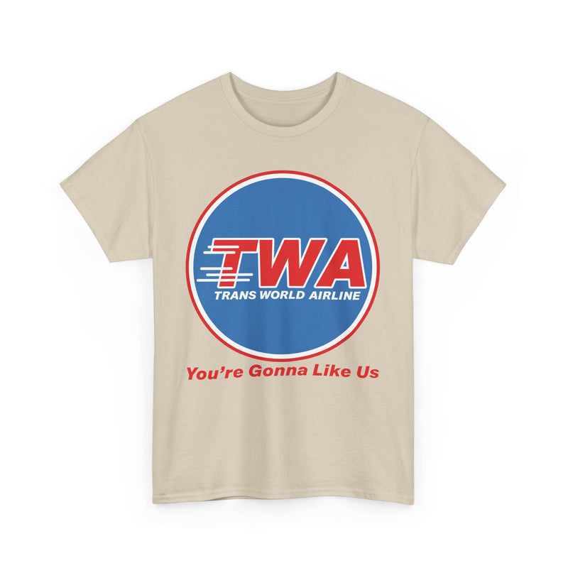 Load image into Gallery viewer, TWA Trans World Airline Classic Globe Logo Gonna Like Us T-shirt