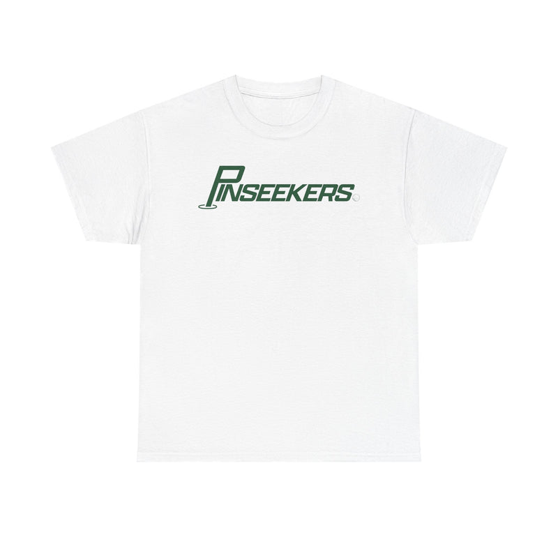 Load image into Gallery viewer, DeForest PinSeekers T-Shirt Defunct Golf Course Bankrupt Company Logo Tee