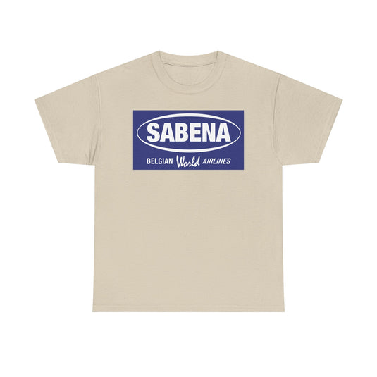 Sabena Belgian World Airlines Blue Oval Logo European Aviation T-shirt