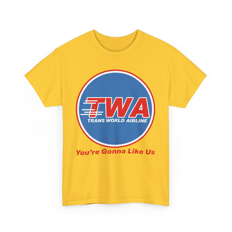 Load image into Gallery viewer, TWA Trans World Airline Classic Globe Logo Gonna Like Us T-shirt