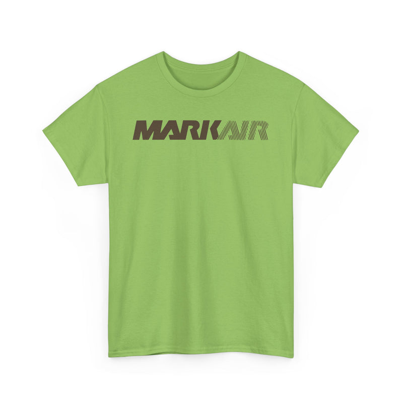 Load image into Gallery viewer, Mark Air Burgundy Striped Logo Alaska Regional Airline Vintage T-shirt