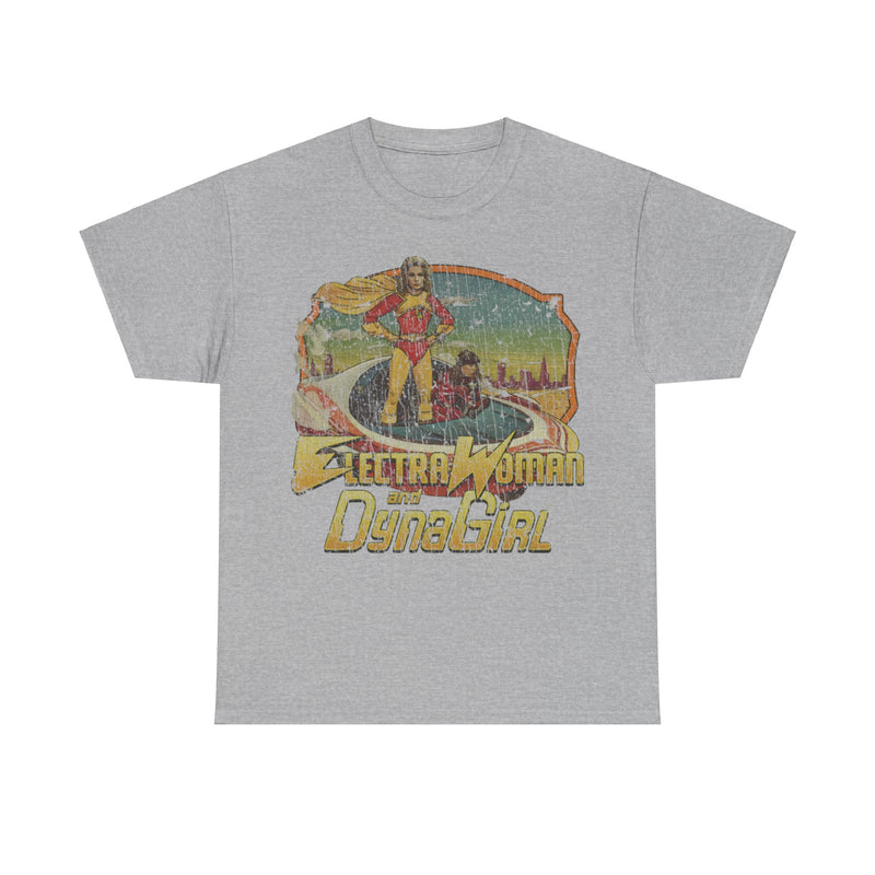 Load image into Gallery viewer, Electra Woman Dyna Girl 1976 Television Show Distressed Print T-shirt