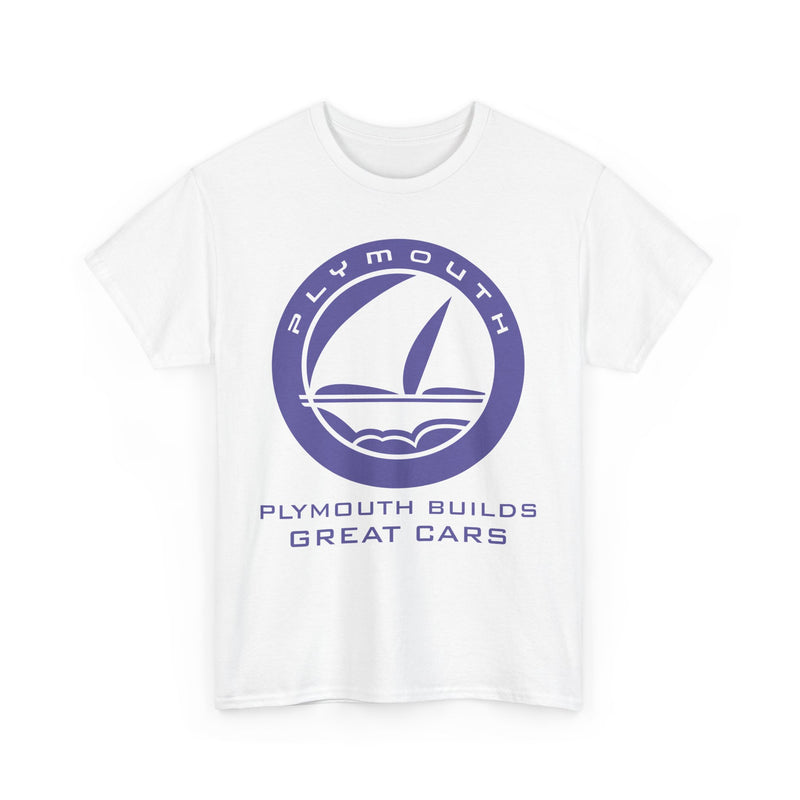 Load image into Gallery viewer, Plymouth Builds Great Cars Sailboat Purple Logo Vintage T-shirt