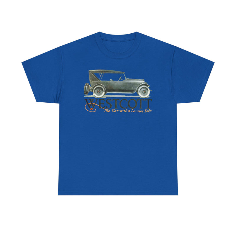 Load image into Gallery viewer, Westcott The Car With A Longer Life Vintage American Auto Logo T-shirt