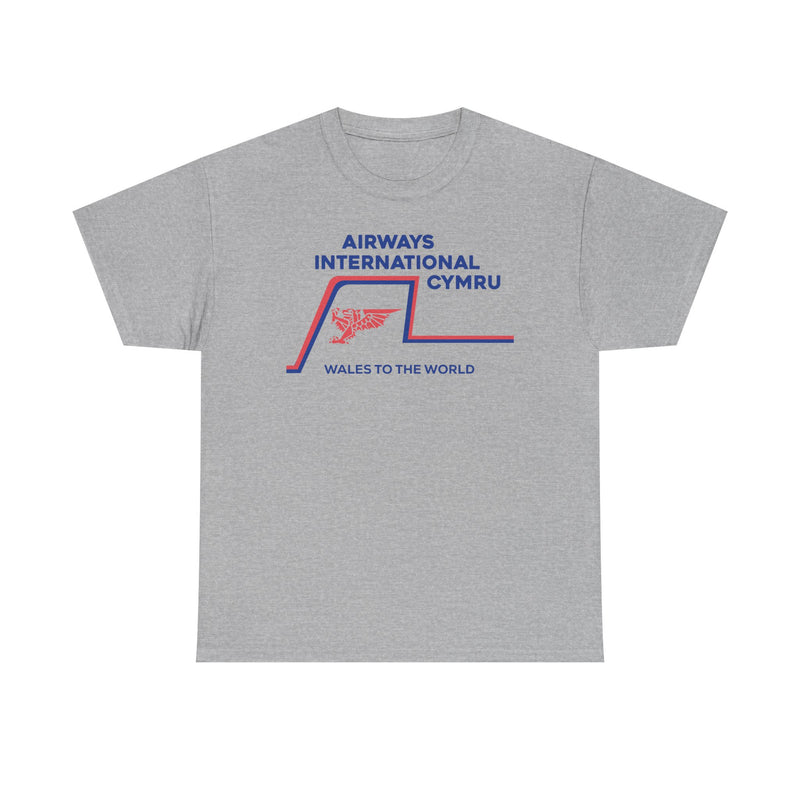 Load image into Gallery viewer, Airways International Cymru Wales To The World Vintage Airline Logo T-shirt