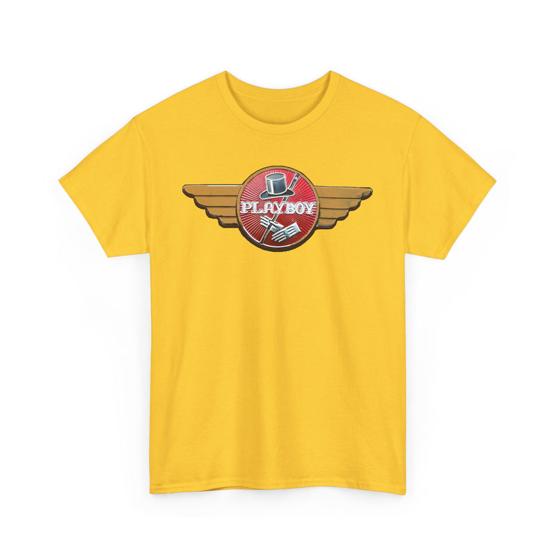 Load image into Gallery viewer, Playboy Golden Wings Classic Top Hat Emblem Rare Car T-shirt