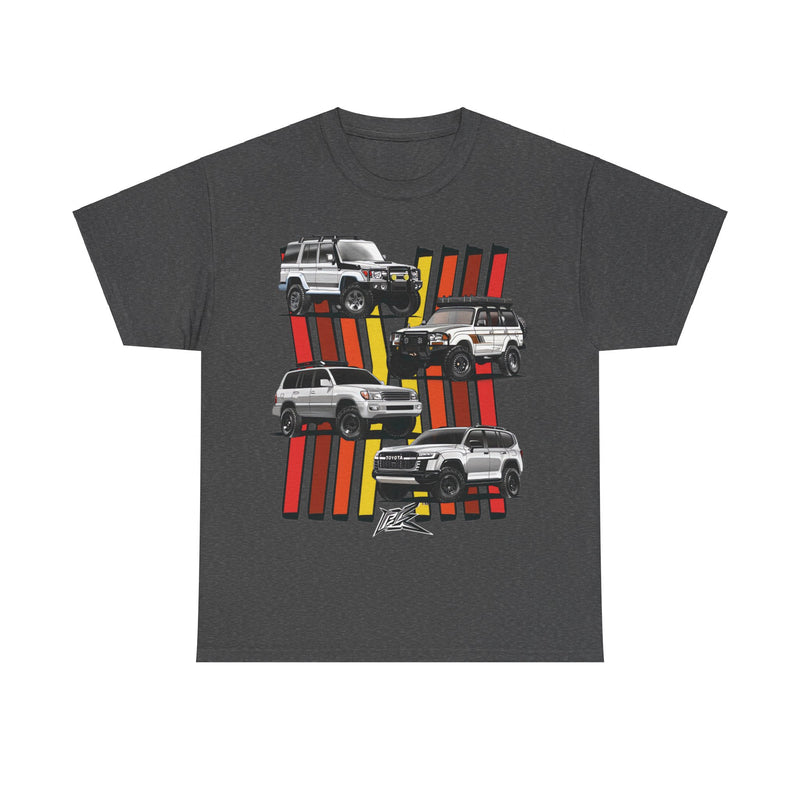 Load image into Gallery viewer, Toyota Land Cruiser Generations Retro TRD Racing Banner Car T-shirt